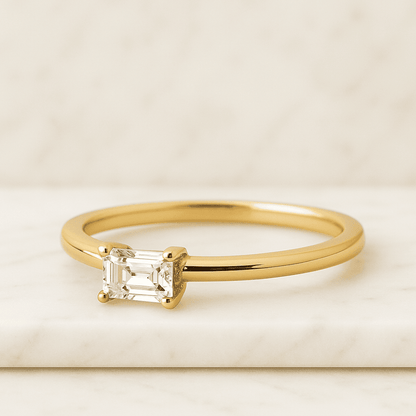 Emerald Cut Wedding Ring Real Lab Grown Diamond Band 7 Stone Diamond Ring Genuine Emerald Cut Diamond Anniversary Ring Prong Setting Ring