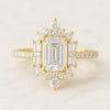 Emerald Cut Lab Diamond Pave Engagement Ring, Half-Eternity Ring For Her