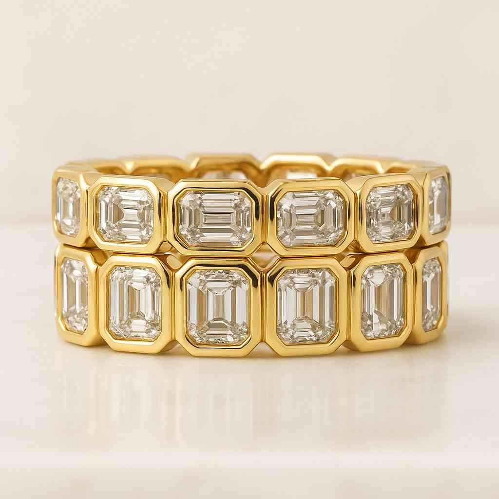 Emerald Cut Wedding Ring Real Lab Grown Diamond Band Emerald Cut Diamond Anniversary Ring Prong Setting Ring