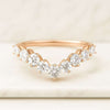 Round Cut Moissanite Diamond Curved Wedding Band In Yellow Gold