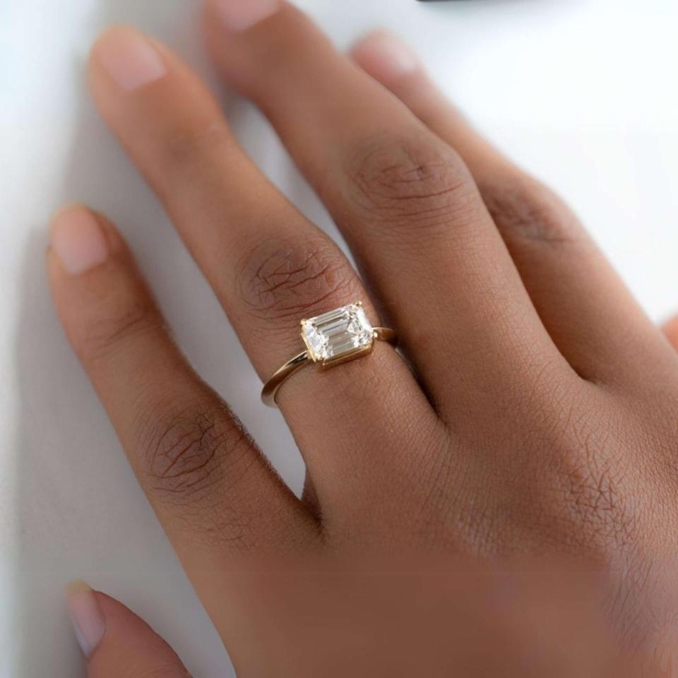 Emerald Diamond East West Rings