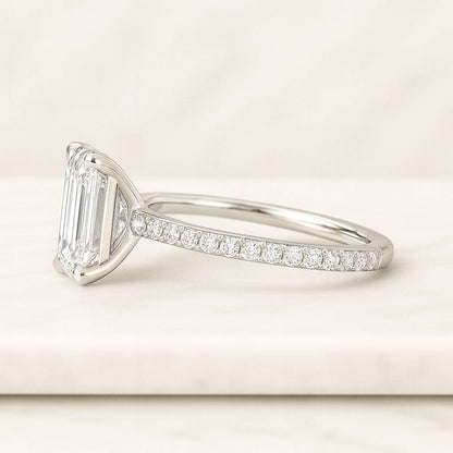 Emerald Diamond Ring Set Stacked Engagement Ring Set