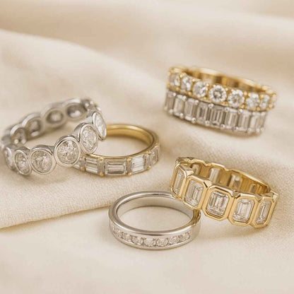 Emerald Diamond Ring Set Stacked Engagement Ring Set Solitaire Engagement Ring For Gifts