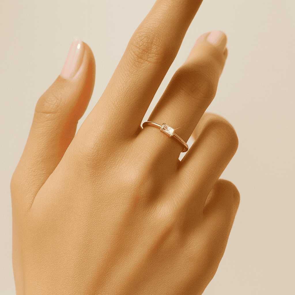 Emerald Diamond Ring Set Stacked Engagement Ring Set Solitaire Engagement Ring Wedding Band Genuine Lab Grown Diamond Wedding Set for Her