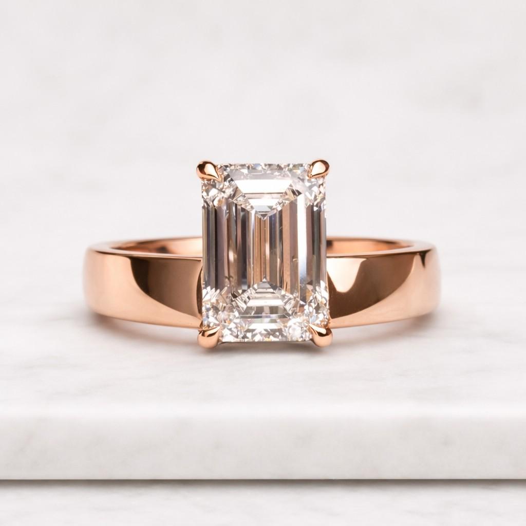 Emerald Diamond Solitaire Ring