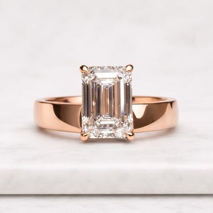 Emerald Diamond Solitaire Ring