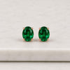 Oval Green Gemstone Stud Earrings