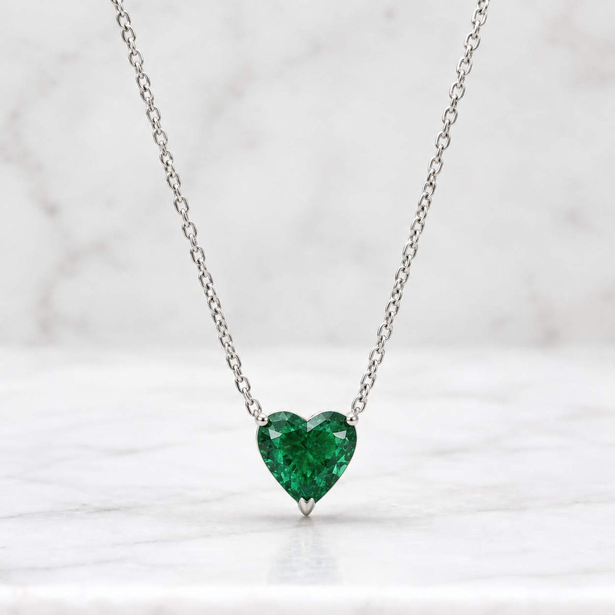 emerald heart necklace | 14k gold emerald heart pendant on adjustable chain | may birthstone
