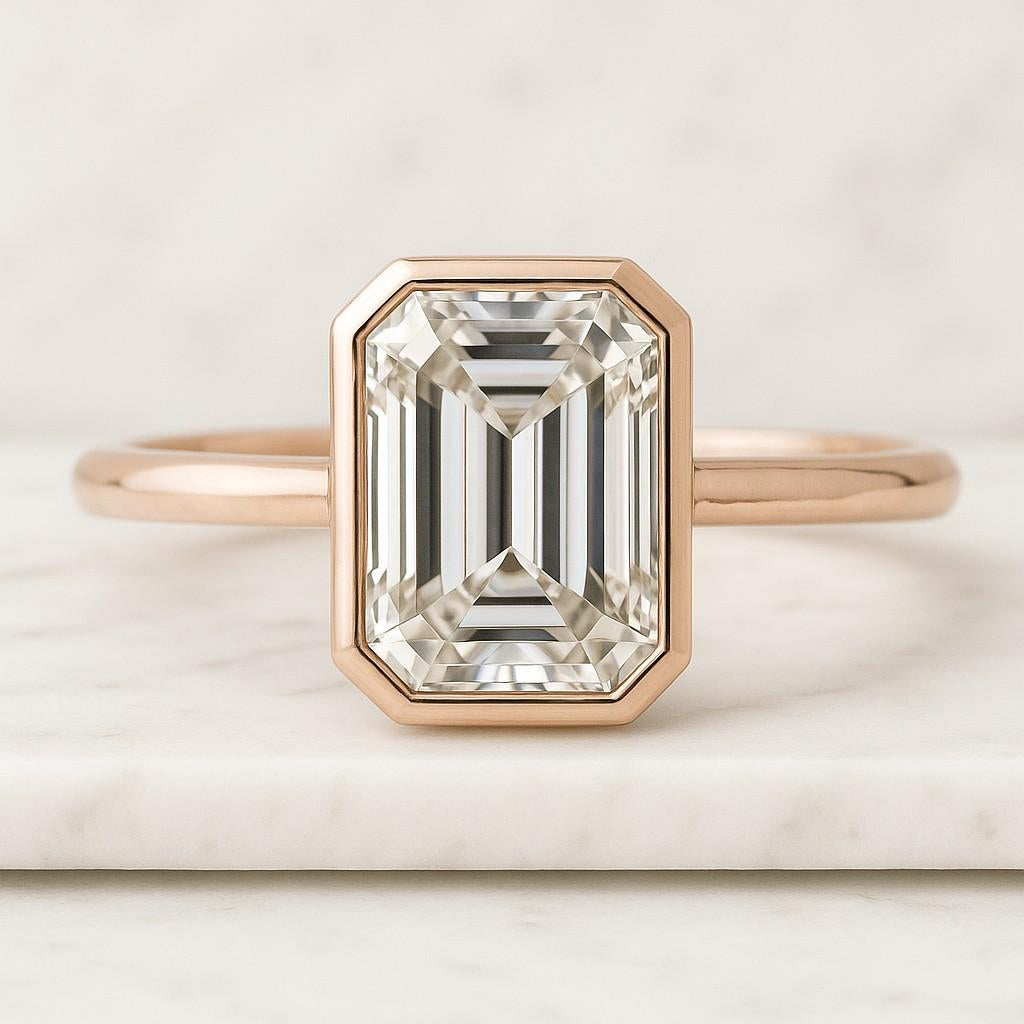 Emerald Moissanite Diamond Ring 14K 10K Gold Sterling Silver Solitaire Bridal Ring Wedding Ring Statement Ring Anniversary Gift for Her