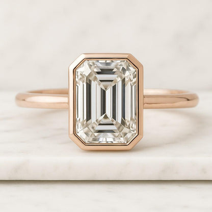 Emerald Moissanite Diamond Ring 14K 10K Gold Sterling Silver Solitaire Bridal Ring Wedding Ring Statement Ring Anniversary Gift for Her