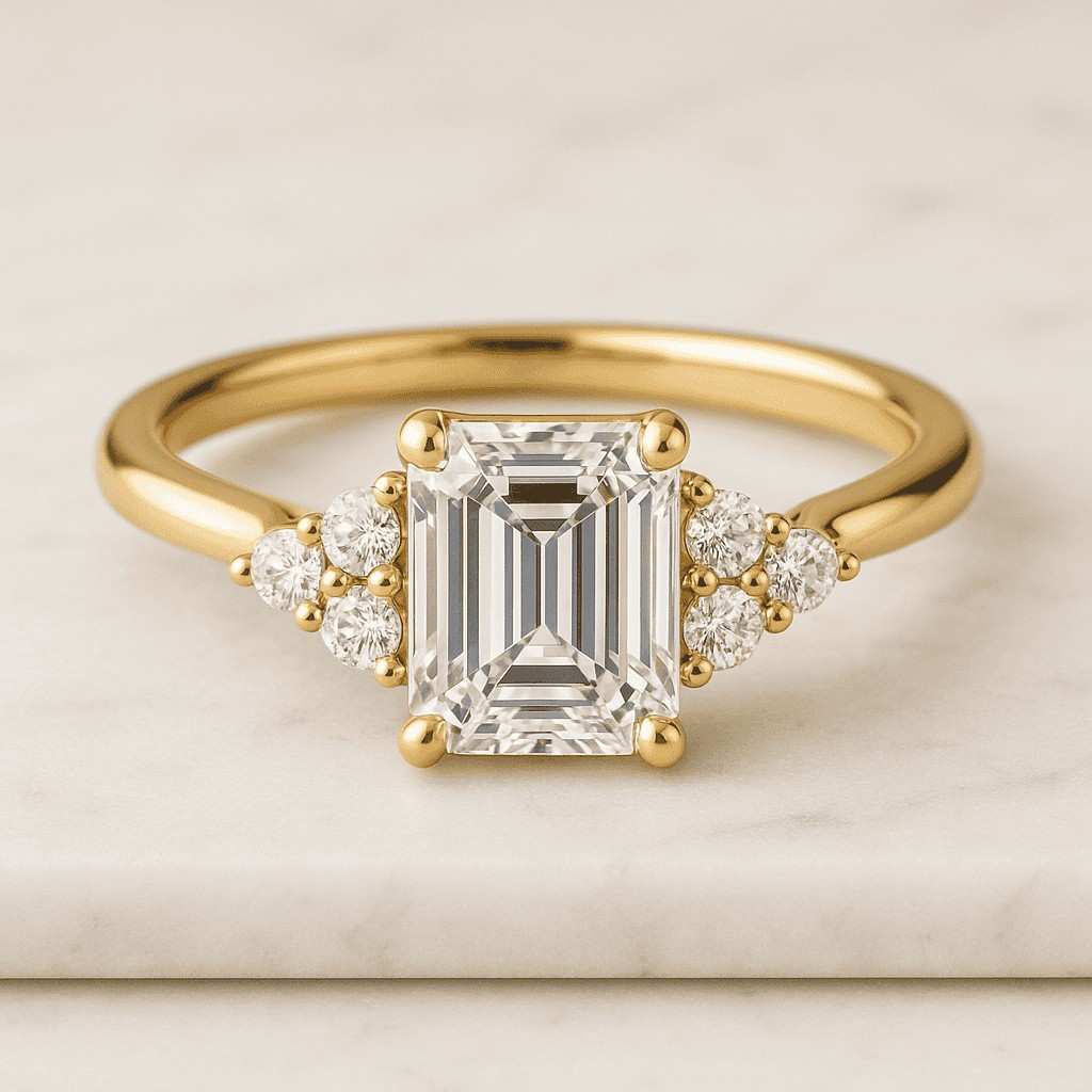 Emerald & Round Cut Lab Grown Diamond Engagement Ring  2.39 CTW Emerald and Round Cut Certified Diamonds  Wedding Gift