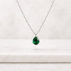 Pear Cut Emerald May Birthstone Pendant Necklace In White Gold