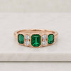 Emerald Cut Green Gemstone Milgrain Engagement Ring, Art Deco Ring