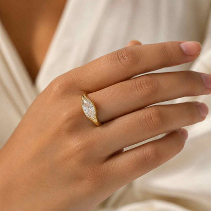 Emerald cut E, VVS2 IGI Certified 14K Yellow Gold Engagement Ring with Round side stones Lab Grown Diamond Ring Perfect gift for her 