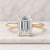 10K Emerald Cut Engagement Ring Emerald Solitaire Moissanite Ring