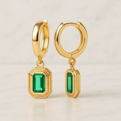 Emerald hoop earrings gold small green gemstone hoop earrings Emerald Green hoop Earrings Small chunky hoops Gemstone Hoop Earrings Gold Huggie Hoops Earring Set Gifts for her