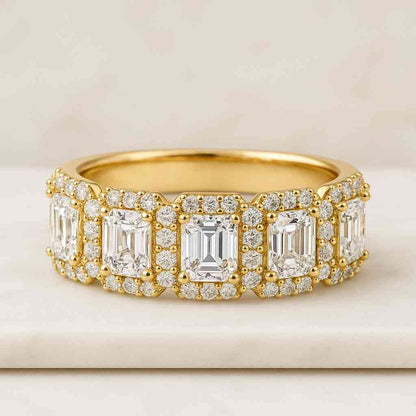 Matching Band for Engagement Ring Bridal Set Band Round Lab Grown Diamond 18K Gold Eternity Band