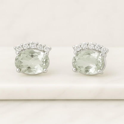 Buy 2.00 CT Oval Cut Half Halo Birthstone Stud Earrings Online