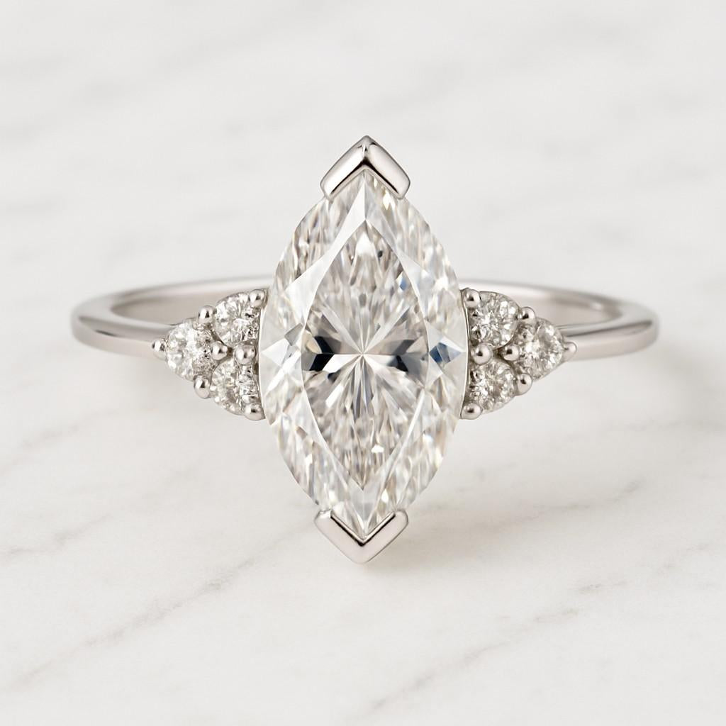 Stackable Ring Real Lab Created Diamond Wedding Ring Full Eternity Ring Marquise & Round Diamond Band