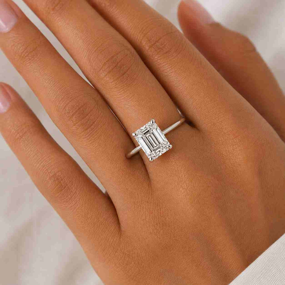 Engagement Ring  Hidden Halo with Pave Round Diamonds IGI Certified 10k gold ring 