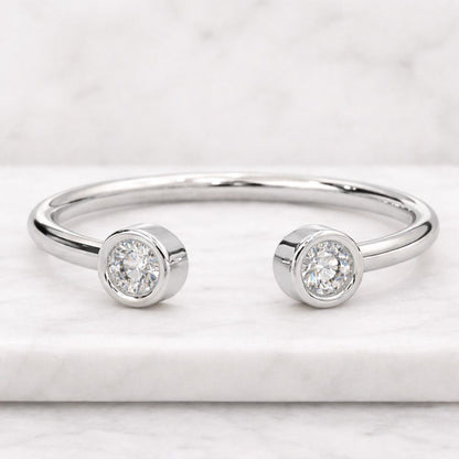 Open Diamond Ring, Round Lab Grown Diamond Open Wedding Band, 14K Gold Stackable Ring For Birthday Gift, Bezel Set Diamond Ring For Her
