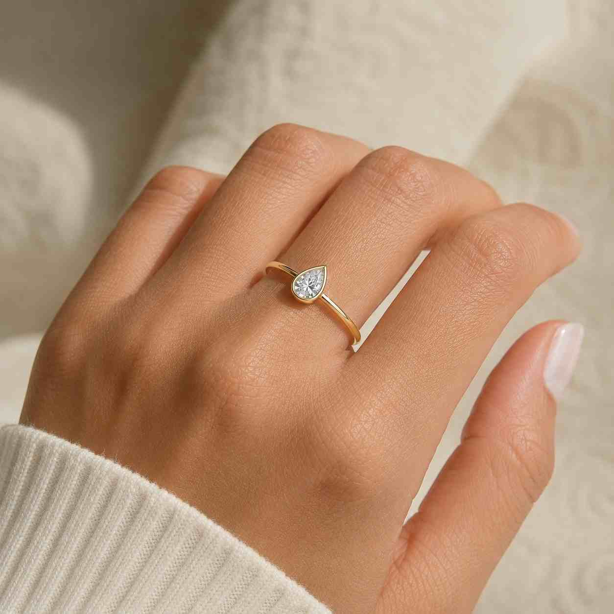 Engagement Ring Platinum Sterling Silver Big Diamond Ring Her
