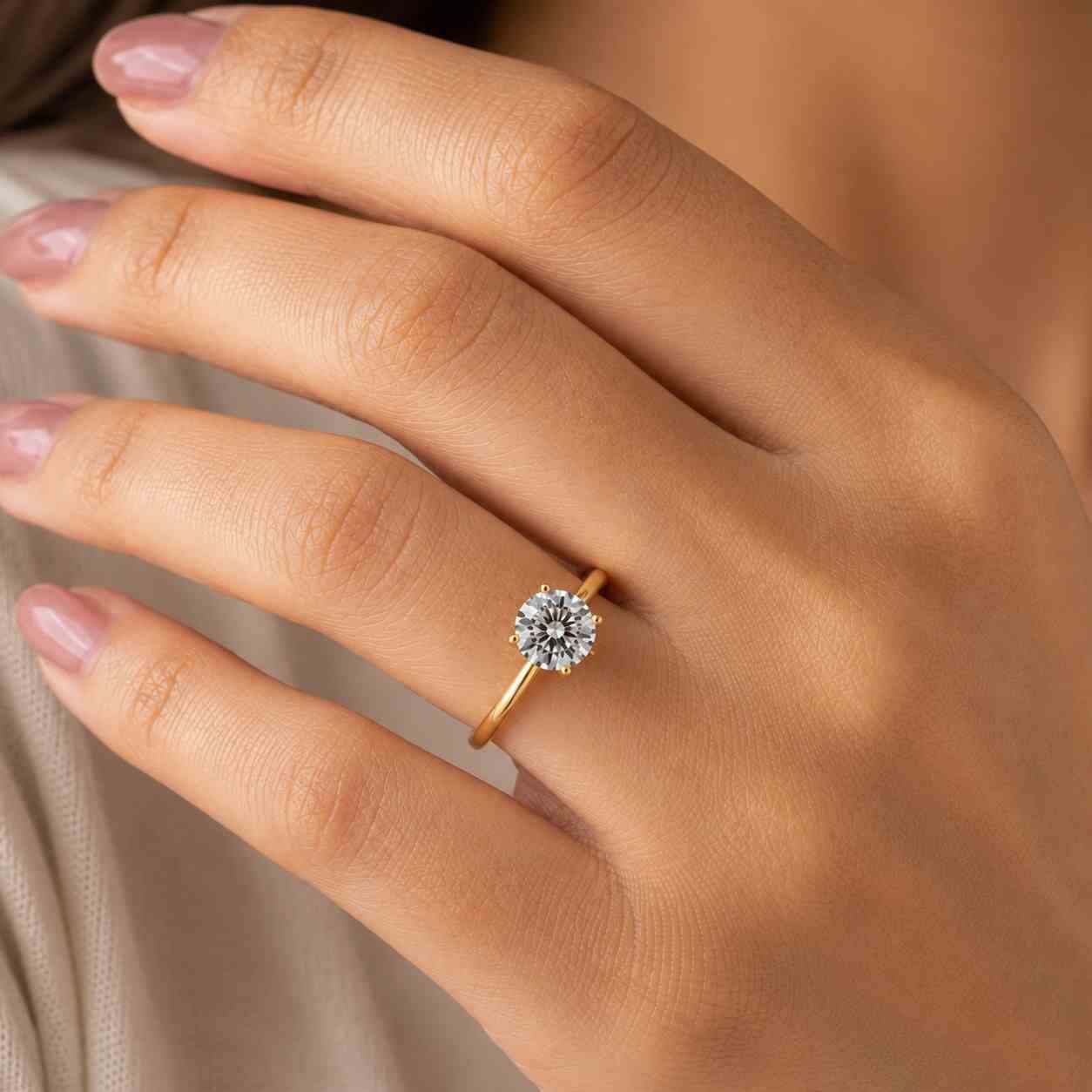 Engagement Ring Solitaire Cushion Anniversary Ring 4 Claw Prong Set Ring Genuine Lab Grown Diamond Proposal Ring