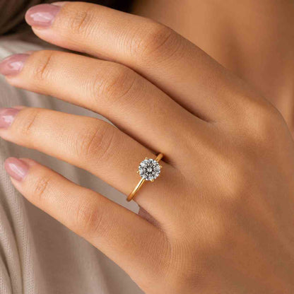 Engagement Ring Solitaire Cushion Anniversary Ring 4 Claw Prong Set Ring Genuine Lab Grown Diamond Proposal Ring