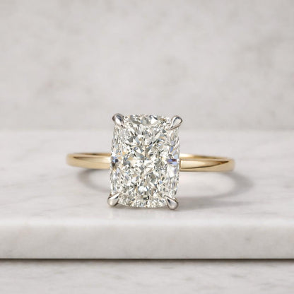 Elongated Cushion Diamond Engagement Ring Solitaire Cushion Anniversary Ring 4 Claw Prong Set Ring Genuine Lab Grown Diamond Proposal Ring
