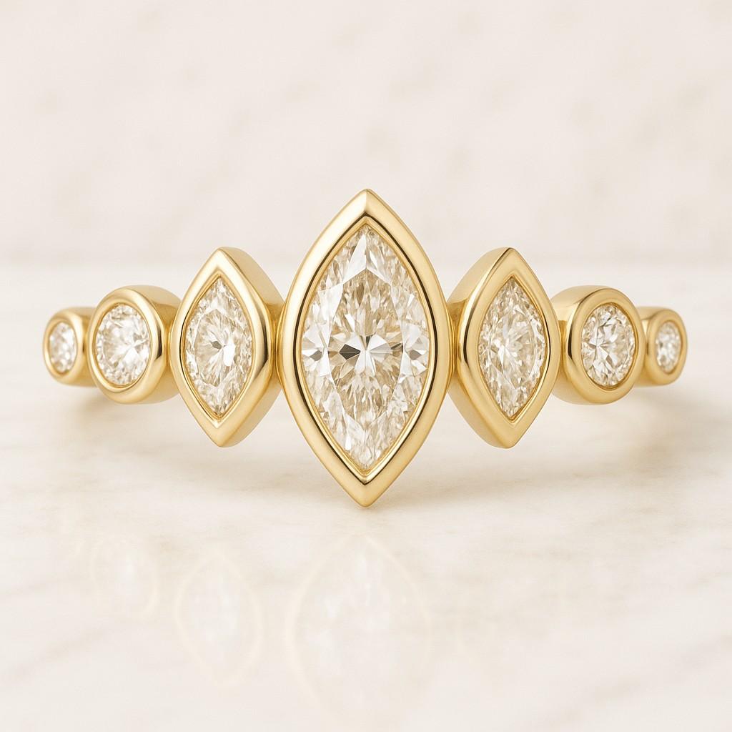 Engagement Ring Womens Cuff Stacking Ring Lab Grown Diamond Wedding Band Marquise Stackable Ring Gift