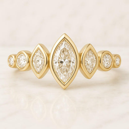 Engagement Ring Womens Cuff Stacking Ring Lab Grown Diamond Wedding Band Marquise Stackable Ring Gift