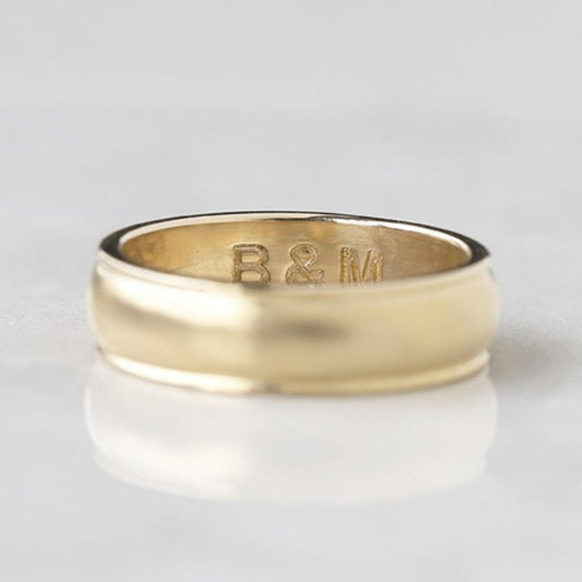 Engraved Dome Gold Band