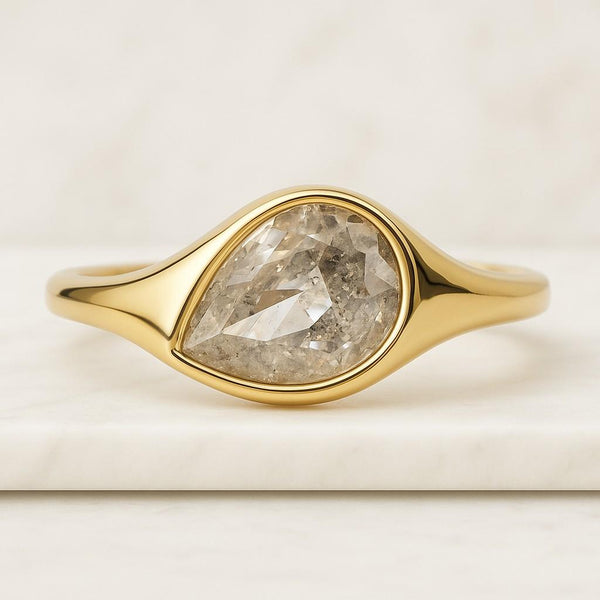 Engraved Moissanite Couple Rings Set Solid Gold Elongated Hexagon Moissanite Engagement Ring