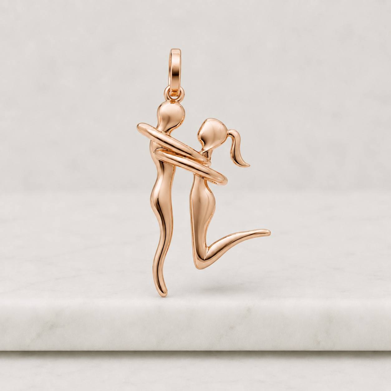 Eternal Love Embrace Couple Charm – Rhodium & 24K Gold Two-Tone Romantic Pendant