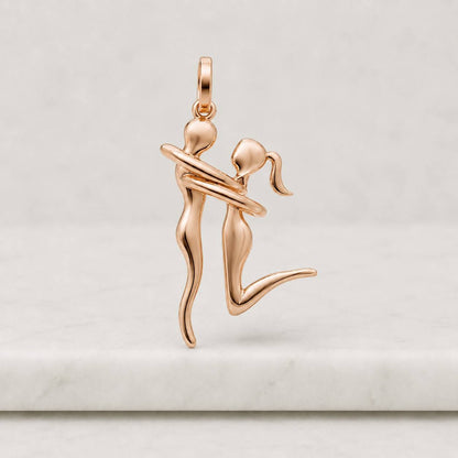 Eternal Love Embrace Couple Charm – Rhodium & 24K Gold Two-Tone Romantic Pendant