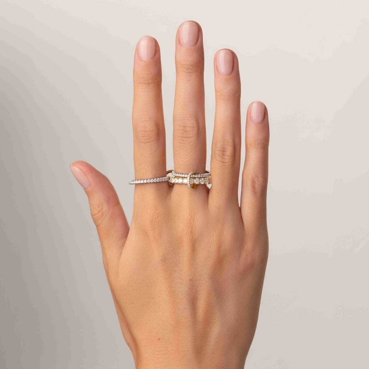 eternity multi link connected ring for women linked eternity rings  white gold lab grown diamond ring set  sterling silver linked rings  inter connected rings