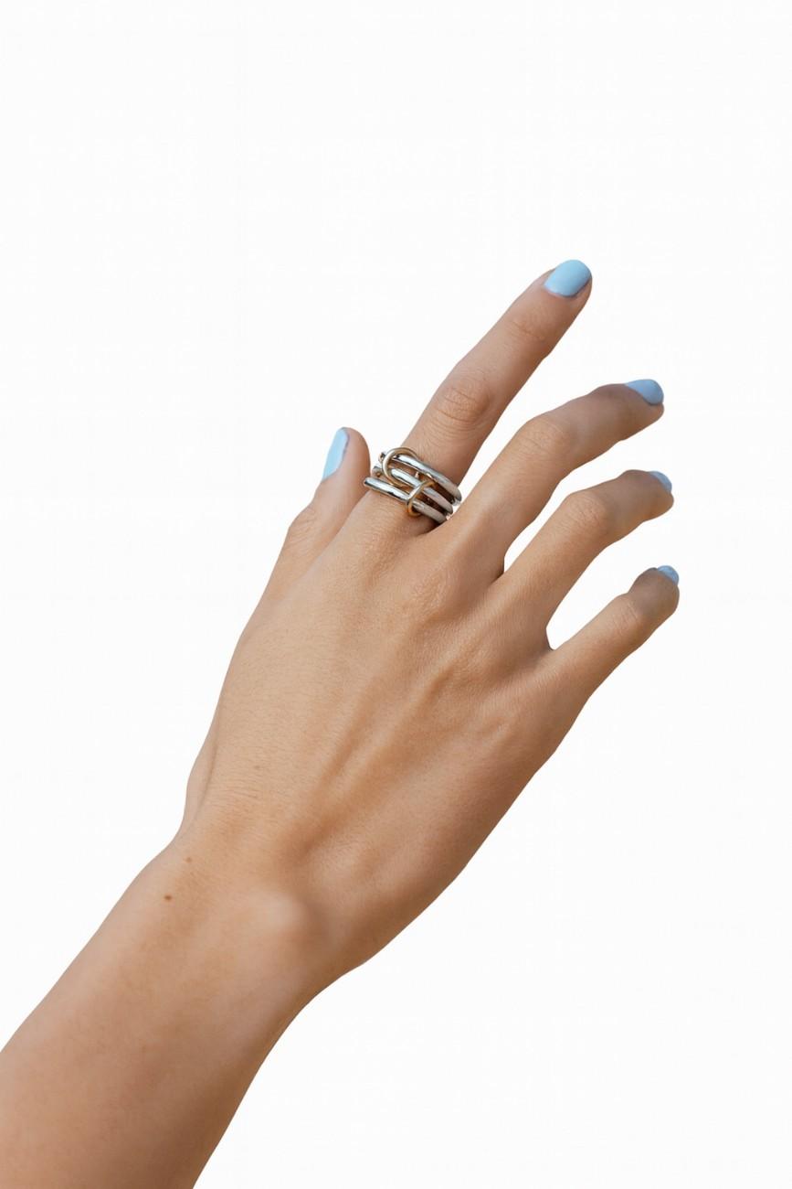 eternity multi link connected ring two tone connected rings