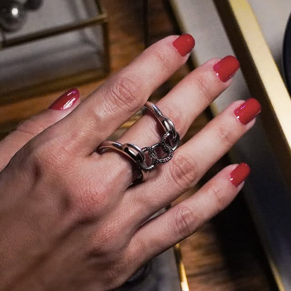 Eternity Statement Ring Gold Interlocking Zircon Ring Band