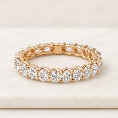 Eternity Wedding Band 3.0mm Round Sterling Silver Ring