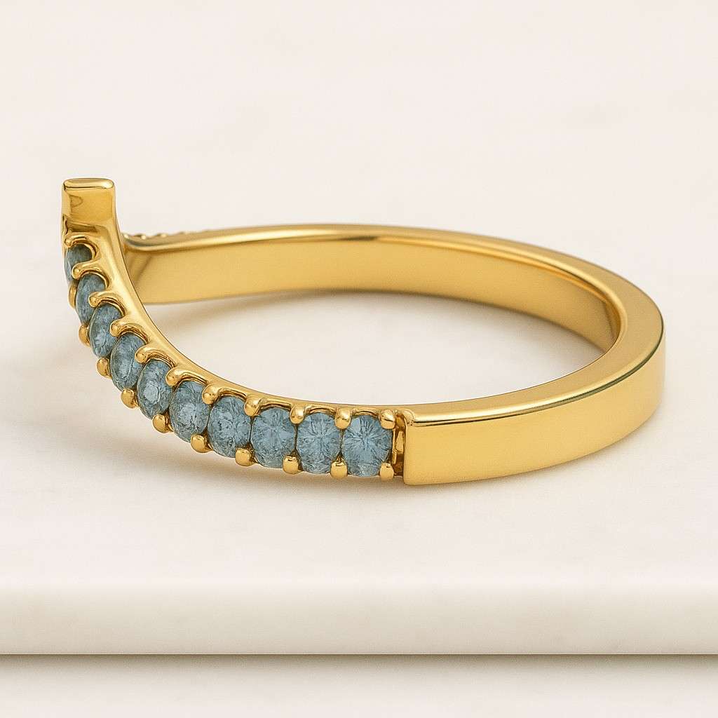 Everyday Wear Diamond Band 14K Solid Gold Stacking Band