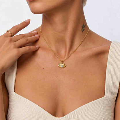 Evil Eye Lab Grown Diamond Pendant Necklace 14K 18K Gold Evil Eye Necklace Baguette Diamond Pendant Round Cut Diamond Necklace Custom Gifts
