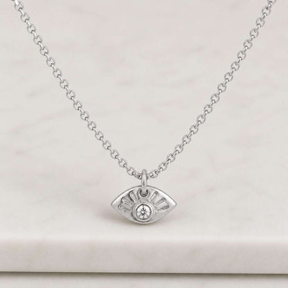 Evil Eye Necklace /14k Gold Evil Eye Necklace /Diamond Evil Eye Jewelry with Sapphire / Good Luck Necklace / Evil Eye Charm
