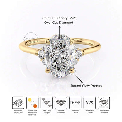 Excellent Cut Lab Grown Diamond Engagement Ring In 14K Gold