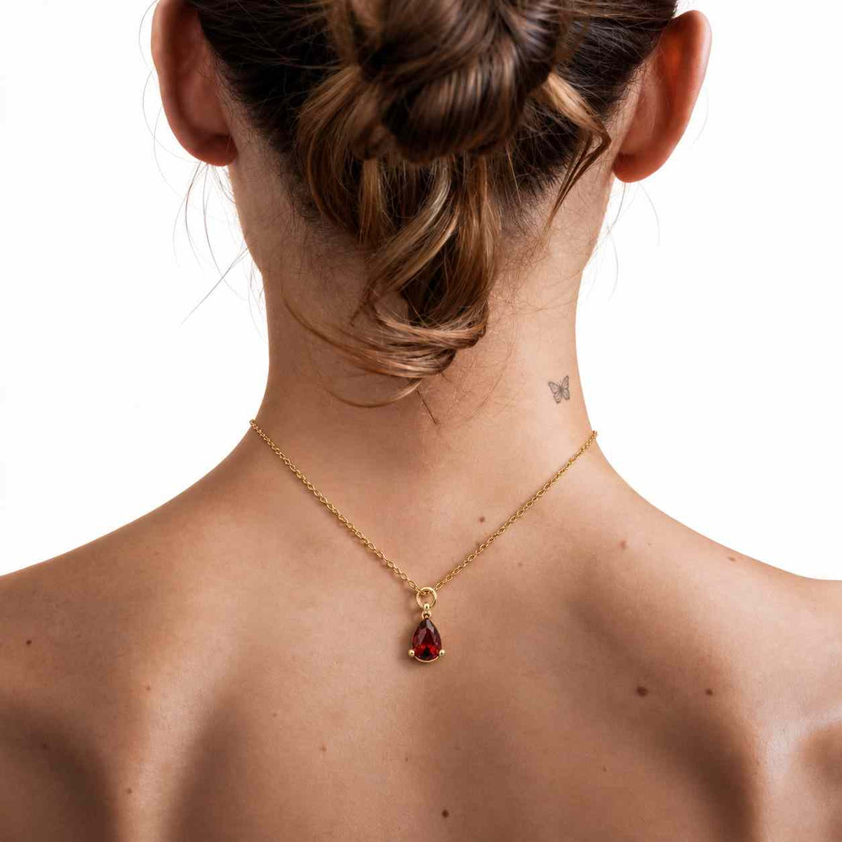 Exquisite Pear-Cut Lab-Grown Ruby Pendant Necklace in Gold Plated Setting | A.F Gems & Jewelry
