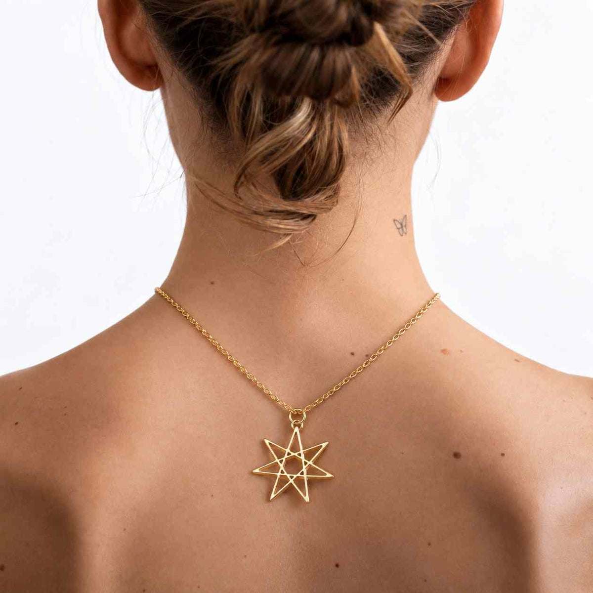 Fairy Star Pendant - Solid Gold Seven Pointed Faery Star: 14k, 18k Yellow, Rose, White Gold or Platinum. Magickal Jewelry
