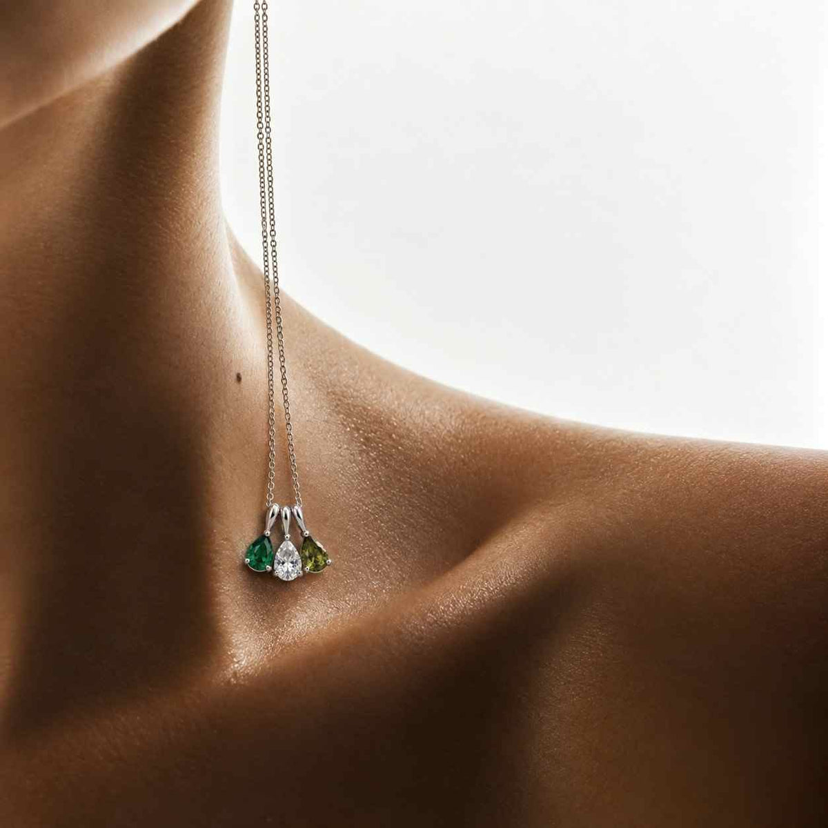 family birthstone necklace, 14k gold pear halo multi stone pendant, gift for mom
