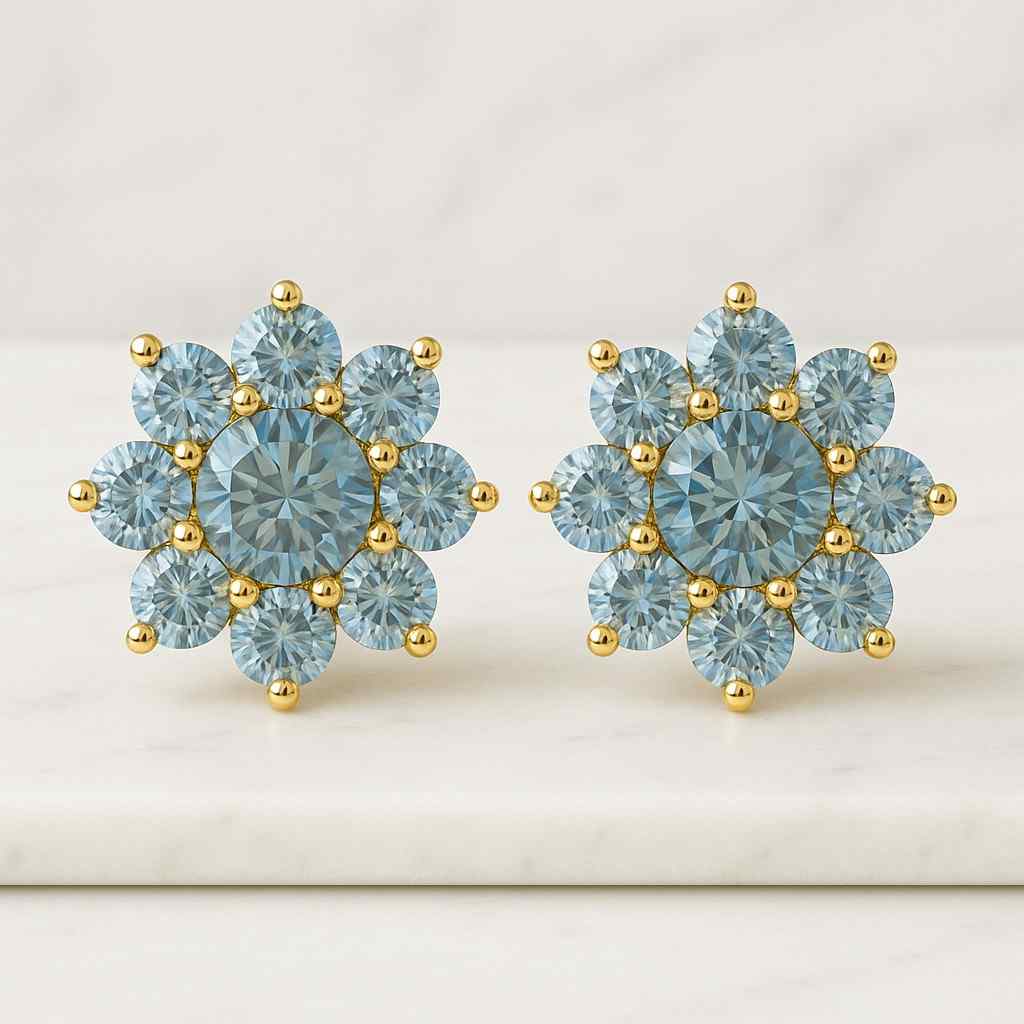 Fancy Blue Pear Cut Lab Diamond Drop And Dangle Earrings Cluster Set Diamond Wedding Earrings