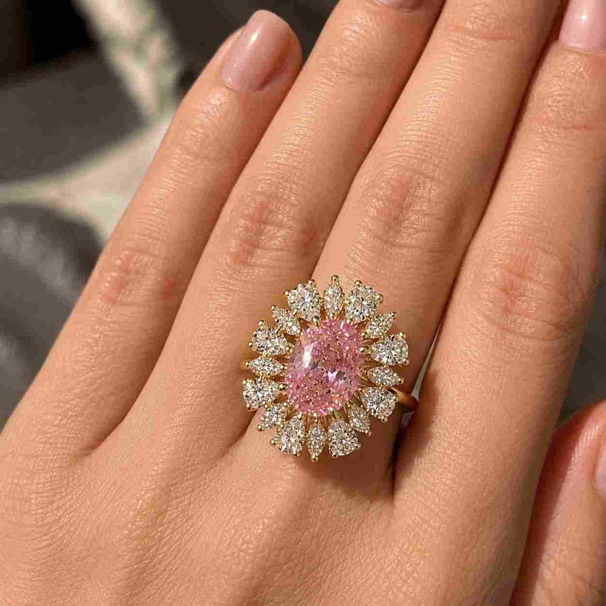 fancy blue marquise cut lab grown diamond engagement ring | hidden halo | igi certified | 10k 14k 18k gold, silver & platinum
