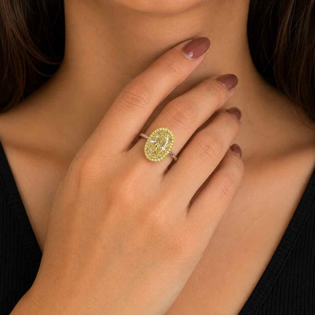 Fancy Blue Oval Diamond Engagement Ring | 14K Gold | Luxury Bridal Ring | Statement Jewelry
