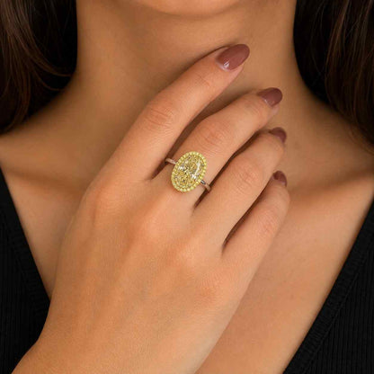 Fancy Blue Oval Diamond Engagement Ring | 14K Gold | Luxury Bridal Ring | Statement Jewelry
